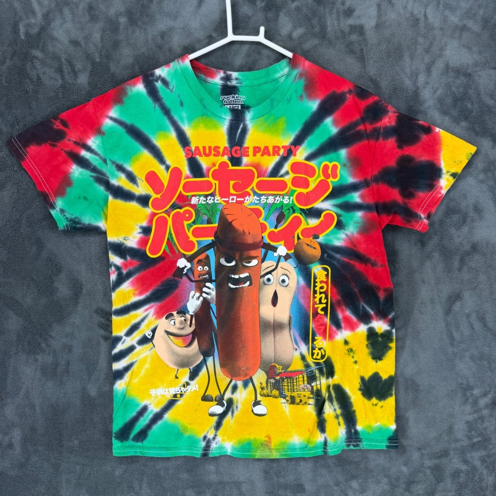Rucking Fotten Sausage Party Foodtopia Tie Dye Graphic Shirt Mens Large Japanese